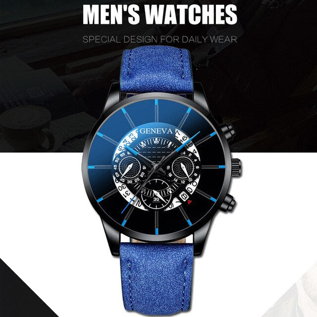 Reloj Hombre Luxury Men's Watch Fashion Men's Business Calendar Stainless Steel leather Belt Analog Quartz Casual mens clock
