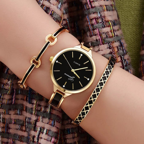 3 PCS set Ginave Watch Women Rose Gold Bracelet Watch  Luxury Jewelry Ladies Famale Girl Hour Casual Quartz Wristwaches