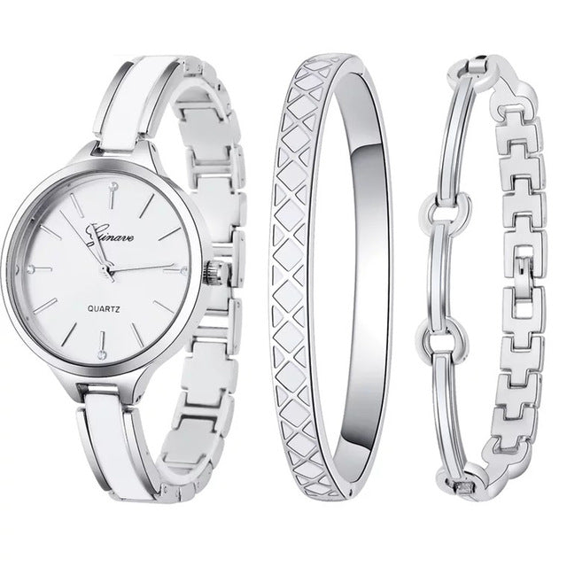 3 PCS set Ginave Watch Women Rose Gold Bracelet Watch  Luxury Jewelry Ladies Famale Girl Hour Casual Quartz Wristwaches