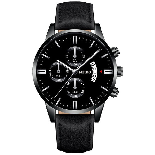 Classic Three Eye Design Men Watches Business Quartz Retro Design Clock Leather Strap Male WristWatch Gift Relogio Masculino