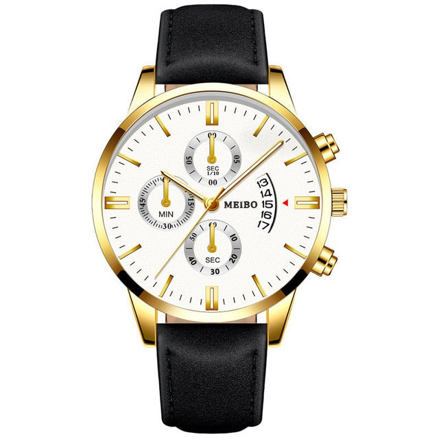 Classic Three Eye Design Men Watches Business Quartz Retro Design Clock Leather Strap Male WristWatch Gift Relogio Masculino