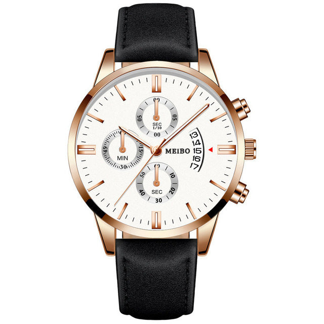 Classic Three Eye Design Men Watches Business Quartz Retro Design Clock Leather Strap Male WristWatch Gift Relogio Masculino