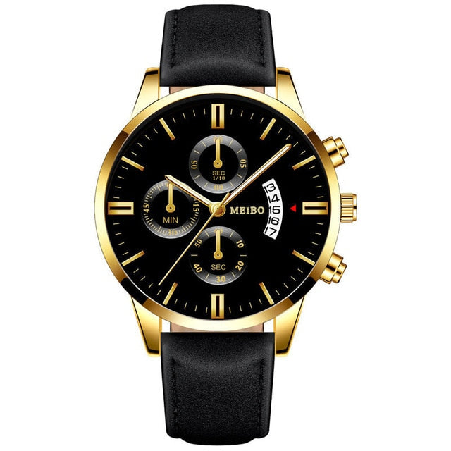 Classic Three Eye Design Men Watches Business Quartz Retro Design Clock Leather Strap Male WristWatch Gift Relogio Masculino