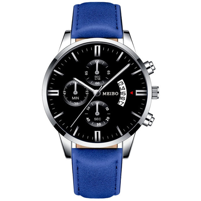 Classic Three Eye Design Men Watches Business Quartz Retro Design Clock Leather Strap Male WristWatch Gift Relogio Masculino