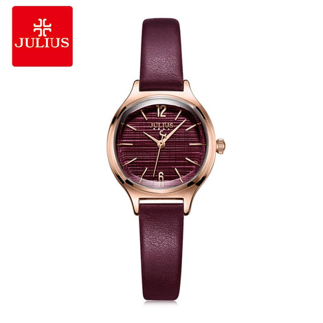 Women's Watch Miyota Quartz Hours Simple Fine Fashion Dress Real Leather Clock Bracelet Girl's Retro Birthday Gift Julius Box