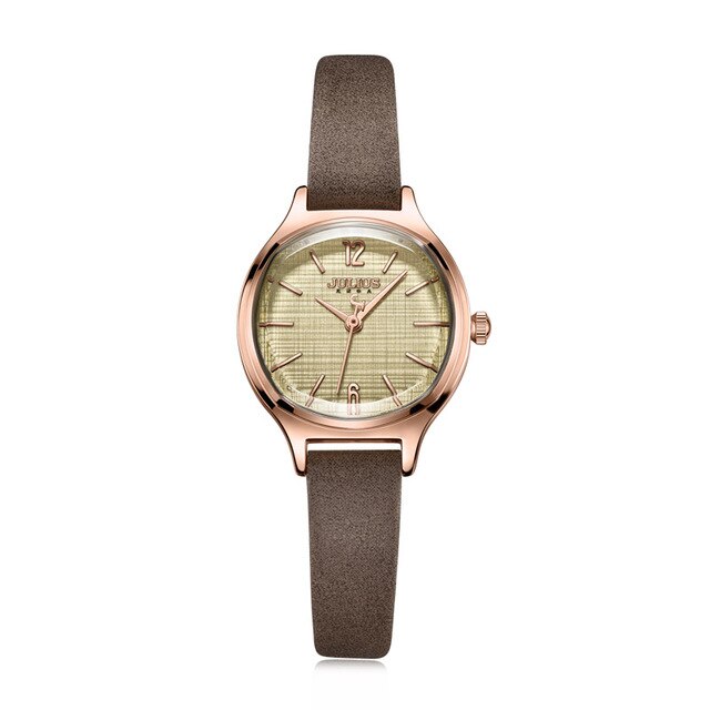 Women's Watch Miyota Quartz Hours Simple Fine Fashion Dress Real Leather Clock Bracelet Girl's Retro Birthday Gift Julius Box