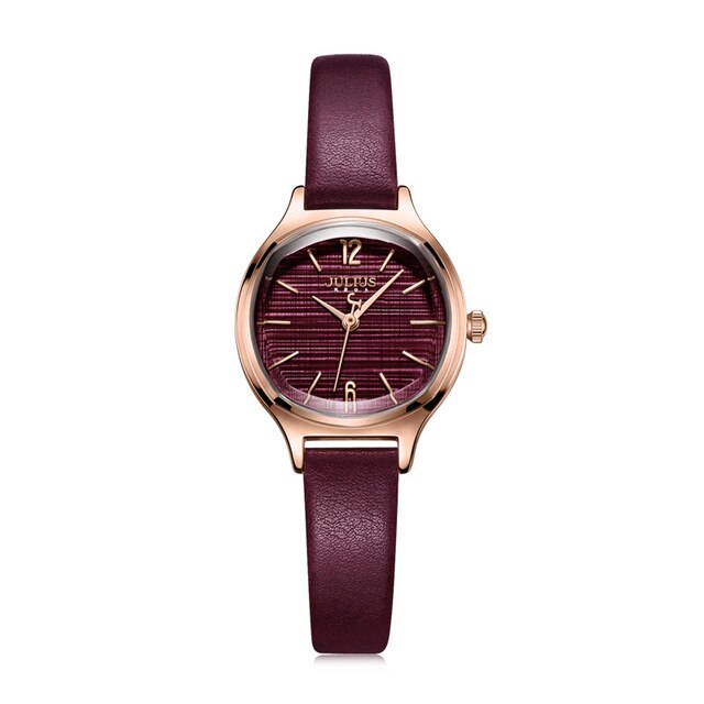 Women's Watch Miyota Quartz Hours Simple Fine Fashion Dress Real Leather Clock Bracelet Girl's Retro Birthday Gift Julius Box