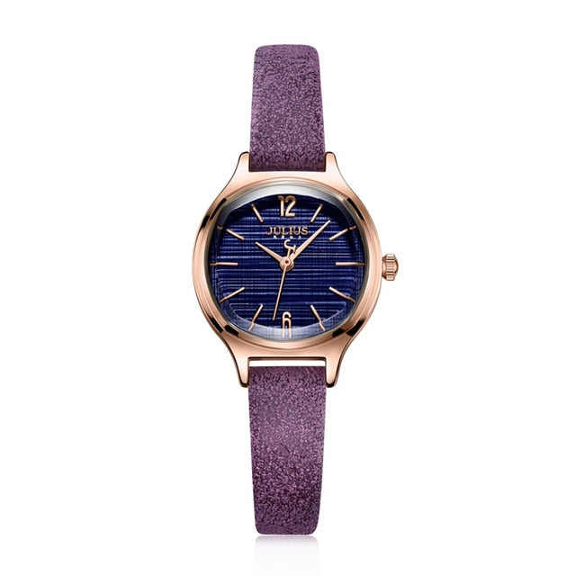 Women's Watch Miyota Quartz Hours Simple Fine Fashion Dress Real Leather Clock Bracelet Girl's Retro Birthday Gift Julius Box