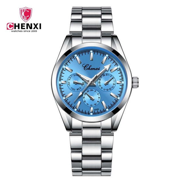 CHENXI luminous waterproof couple watch casual 6 color sports quartz watch high quality date unisex Lover's Watches 2019 new