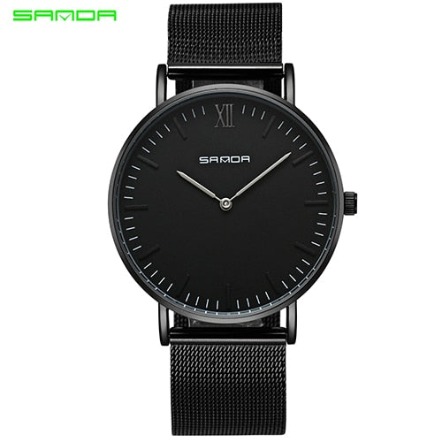 Sanda Stainless Steel Ultra Thin Watch Fashion Rose Gold Quartz Lover's Watches for Women Men 2017 Brand Luxury Mens Watches