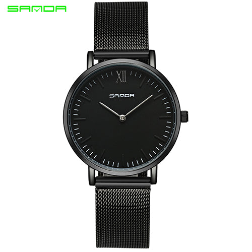 Sanda Stainless Steel Ultra Thin Watch Fashion Rose Gold Quartz Lover's Watches for Women Men 2017 Brand Luxury Mens Watches