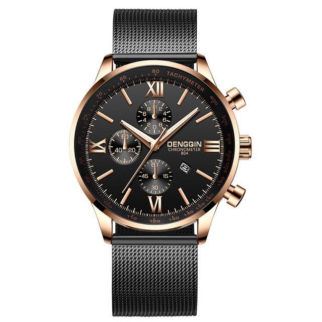 DENGQIN Men's Wrist Watch Stainless Steel Casual Quartz Analog Date Watch Man Watches Mens Clock Relogio Masculino 2019