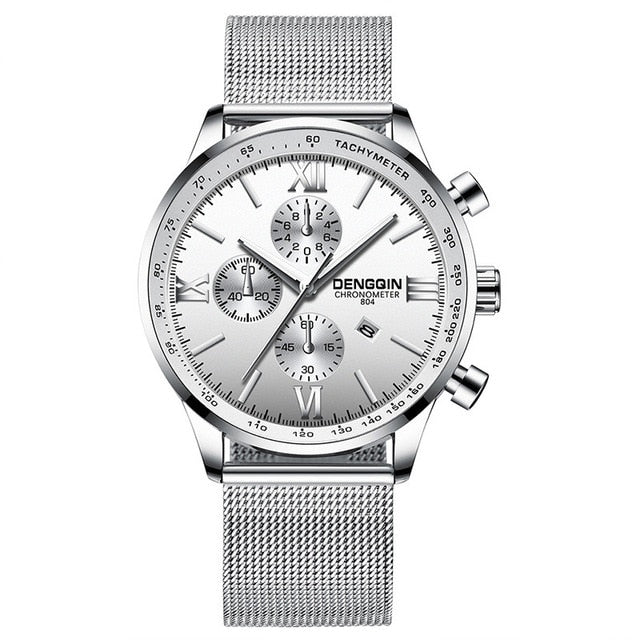 DENGQIN Men's Wrist Watch Stainless Steel Casual Quartz Analog Date Watch Man Watches Mens Clock Relogio Masculino 2019