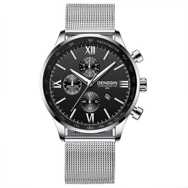 DENGQIN Men's Wrist Watch Stainless Steel Casual Quartz Analog Date Watch Man Watches Mens Clock Relogio Masculino 2019