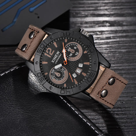 relogio masculino Watch Men's Luxury  Fashion Leather Stainless Steel Sport Analog Quartz Wrist Watch Waterproof reloj mujer