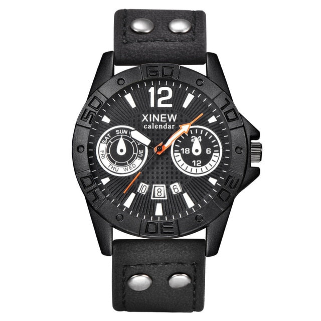 relogio masculino Watch Men's Luxury  Fashion Leather Stainless Steel Sport Analog Quartz Wrist Watch Waterproof reloj mujer