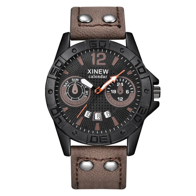 relogio masculino Watch Men's Luxury  Fashion Leather Stainless Steel Sport Analog Quartz Wrist Watch Waterproof reloj mujer