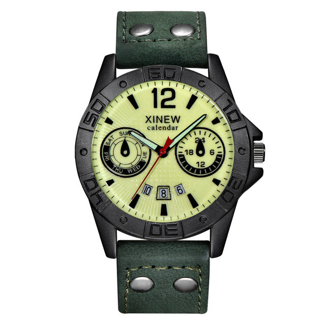 relogio masculino Watch Men's Luxury  Fashion Leather Stainless Steel Sport Analog Quartz Wrist Watch Waterproof reloj mujer