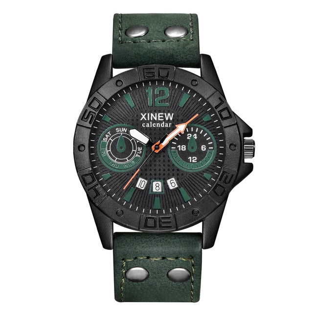 relogio masculino Watch Men's Luxury  Fashion Leather Stainless Steel Sport Analog Quartz Wrist Watch Waterproof reloj mujer