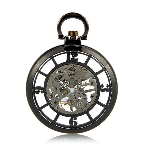 Hot Classic Transparent Dew Fashion Mechanical Watch Movement Smooth Surface Collections Arabic Number Fob Watches W/Chain