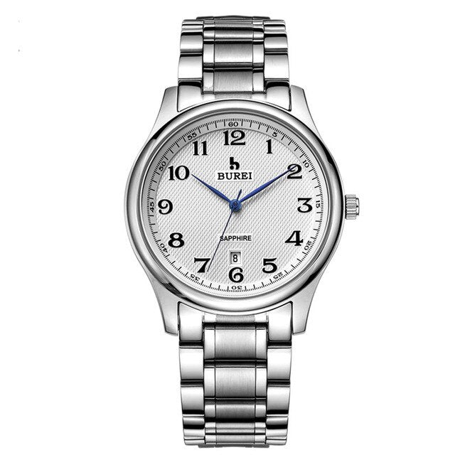 BUREI 3008 Switzerland watches men luxury genuine master collection classic calendar stainless steel lover Dress Wrist Watches