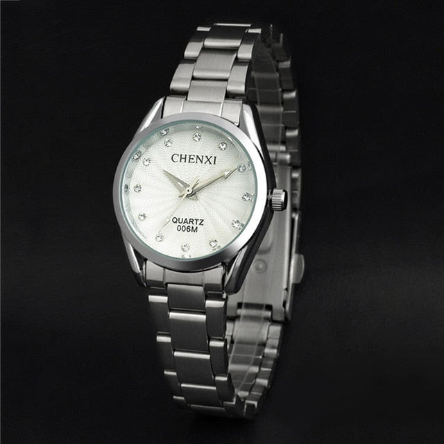 Lady Quartz Ladies Wristwatch Round Pink Rhinestone Dial Brand luxury Waterproof full Stainless Steel Watch Women Dress watches