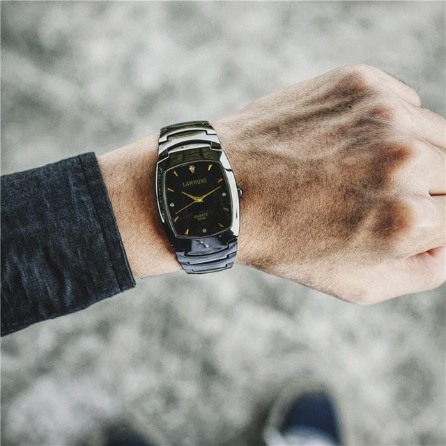 Luxury Cool Unique Lover's Watches Diamond Full Steel Women Men Dress Rectangle Quartz Wristwatch Sweet Couple Women Men Watch