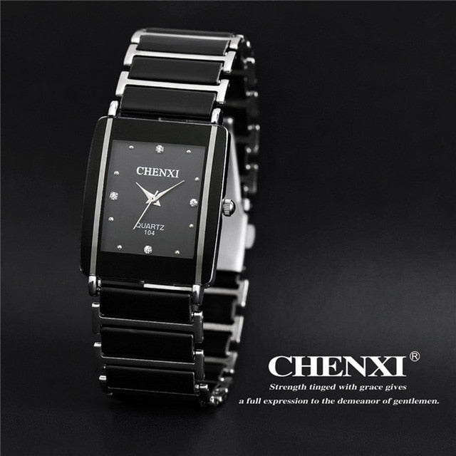 Luxury Brand CHENXI Elegant Woman's Watch Rhinestone White Silver Simple Stylish Design Ceramics Bracelet Quartz Casual Watch