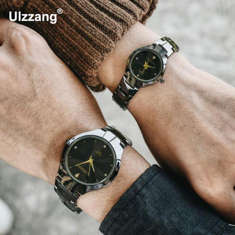 Fashion Cool Glitter Lover's Watches Crystal Full Steel Women Men Dress Leisure Quartz Wristwatch Sweet Couple Women Men Watch