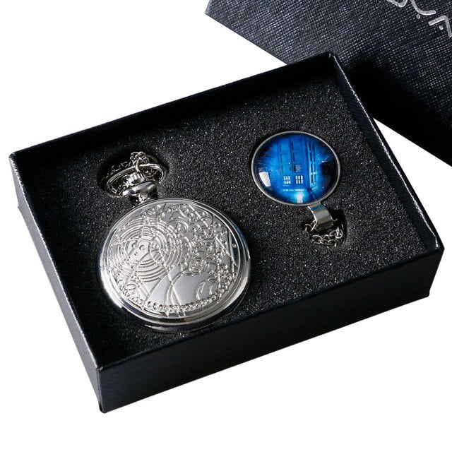 2017 New Arrival Classic Fashion Pocket Watch Chain Gift Box Necklace Pendant Collect Doctor Who Men Women Gift YISUYA228