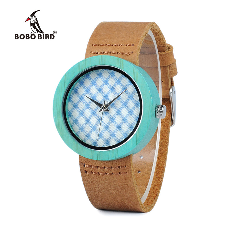 BOBO BIRD WD18 Wooden Bamboo Watch with Genuine Brown Leather Strap Quartz Analog High Quality Miyota Movement Wood Gift Box