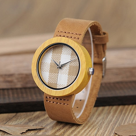 BOBO BIRD WD18 Wooden Bamboo Watch with Genuine Brown Leather Strap Quartz Analog High Quality Miyota Movement Wood Gift Box