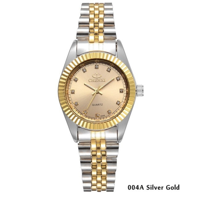 CHENXI Luxury Women Watches Ladies Fashion Quartz Watch For Women Golden Stainless Steel Wristwatches Casual Female Clock xfcs