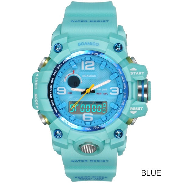 BOAMIGO Brand Watches Women Sports Watches Fashion Ladies Quartz Wrist Watches White Swim Digital shock Clock Relogio Feminino