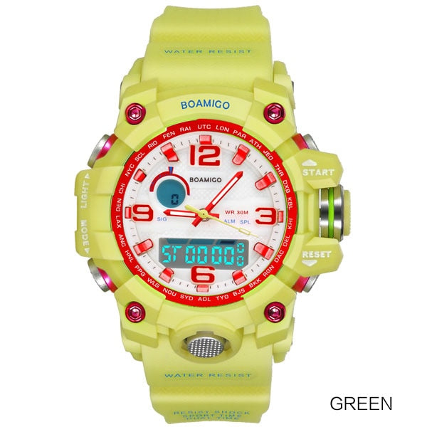 BOAMIGO Brand Watches Women Sports Watches Fashion Ladies Quartz Wrist Watches White Swim Digital shock Clock Relogio Feminino