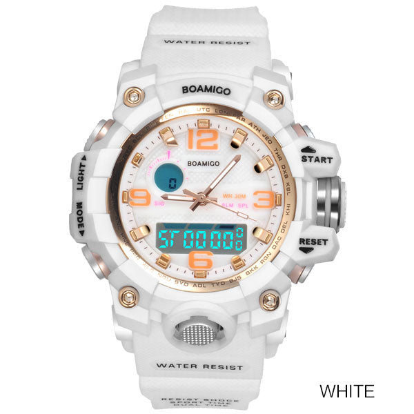 BOAMIGO Brand Watches Women Sports Watches Fashion Ladies Quartz Wrist Watches White Swim Digital shock Clock Relogio Feminino