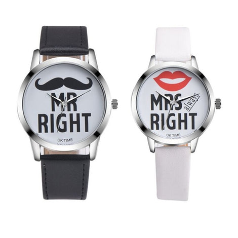 Fashion Beard Lips Pattern Couple Quartz Wristwatches Simple Casual Leather Strap Watches Lover's Students Women Clocks Relogio