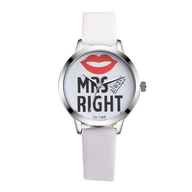 Fashion Beard Lips Pattern Couple Quartz Wristwatches Simple Casual Leather Strap Watches Lover's Students Women Clocks Relogio