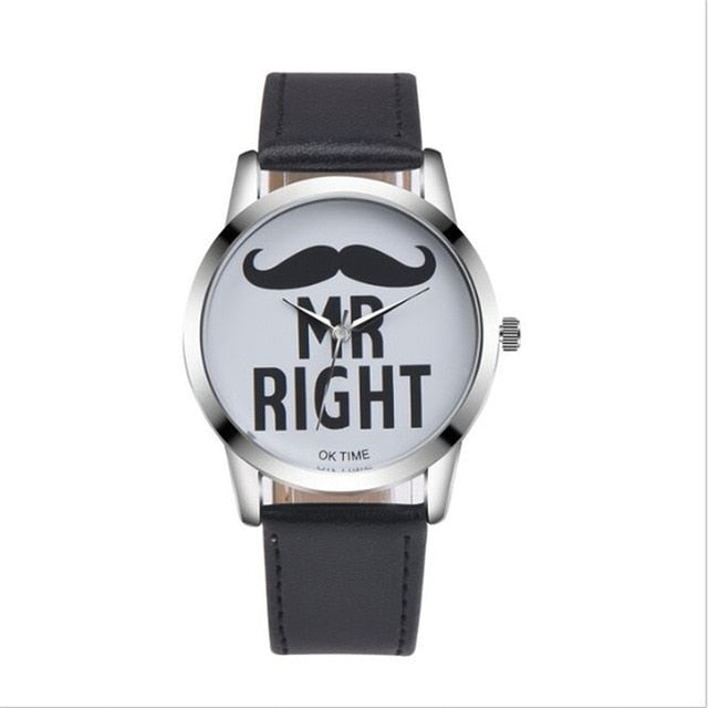 Fashion Beard Lips Pattern Couple Quartz Wristwatches Simple Casual Leather Strap Watches Lover's Students Women Clocks Relogio