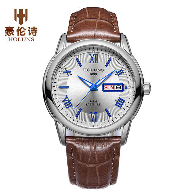 Holuns mens watches top brand luxury fashion casual classic gold male watch leather stainless waterproof wristwatch for men