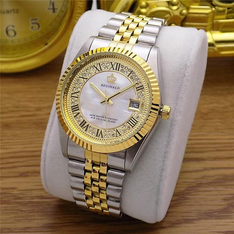 2018 REGINALD Brand Date Waterproof Crystals Men Watch Steel Wrist Watch Business Lover's Dress Gift Watches Montre Homme Reloj