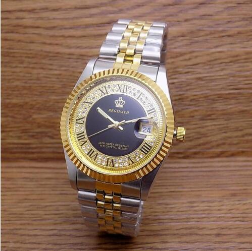 2018 REGINALD Brand Date Waterproof Crystals Men Watch Steel Wrist Watch Business Lover's Dress Gift Watches Montre Homme Reloj
