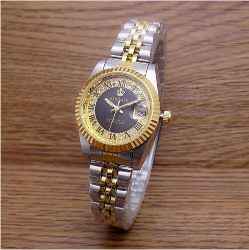 2018 REGINALD Brand Date Waterproof Crystals Men Watch Steel Wrist Watch Business Lover's Dress Gift Watches Montre Homme Reloj
