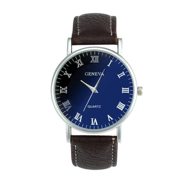 2017 Geneva Men Women Blue Ray Glass Quartz Wrist Watch Watches relogio masculino feminino Lover's Watch Feb16 Drop shipping