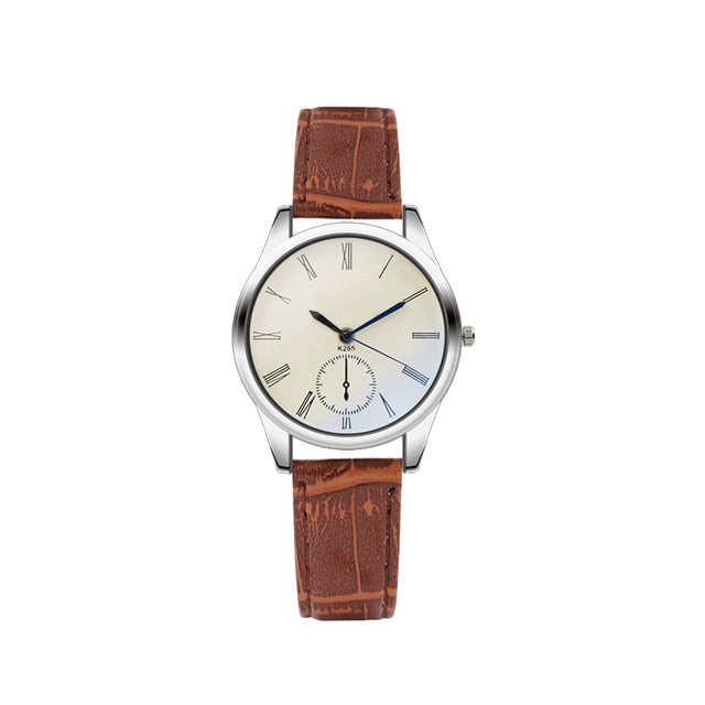 Fashion Luxury Women Mens Watch Analog Casual Brown Leather Strap Couple Lover's Watches Gifts relogio masculino Clock *65