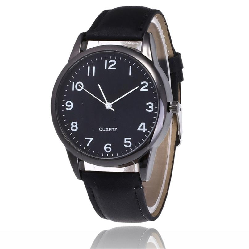 2018 New Simple Couple Fashion Leather Band Analog Quartz Round Wrist Business men's watch erkek kol saati Wrist Watch Bracelet