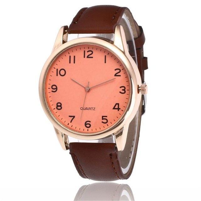 2018 New Simple Couple Fashion Leather Band Analog Quartz Round Wrist Business men's watch erkek kol saati Wrist Watch Bracelet