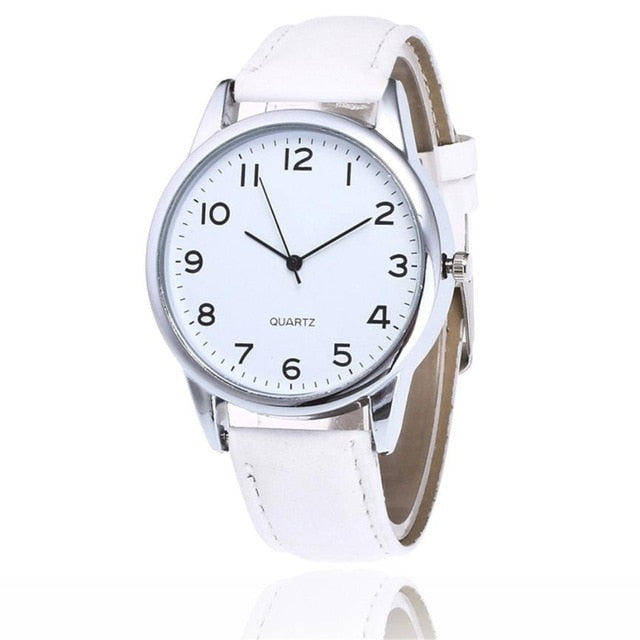 2018 New Simple Couple Fashion Leather Band Analog Quartz Round Wrist Business men's watch erkek kol saati Wrist Watch Bracelet