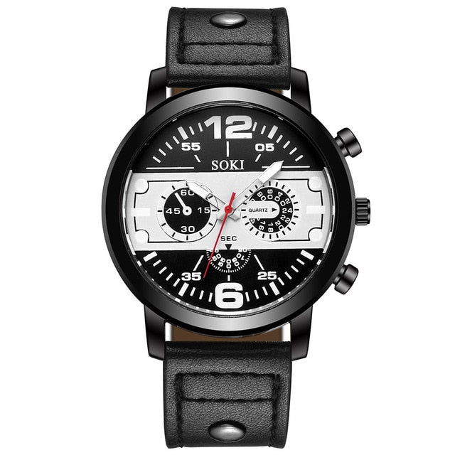 Men's watch Couple Leather Band Analog Quartz Round Business Wrist Watch Man watches mens 2019 relogios masculinos