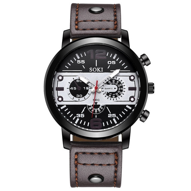Men's watch Couple Leather Band Analog Quartz Round Business Wrist Watch Man watches mens 2019 relogios masculinos